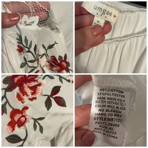 SOLD*** XL Boho Peasant Embroidered Bell Sleeve Poet Blouse - Picture 5 of 12